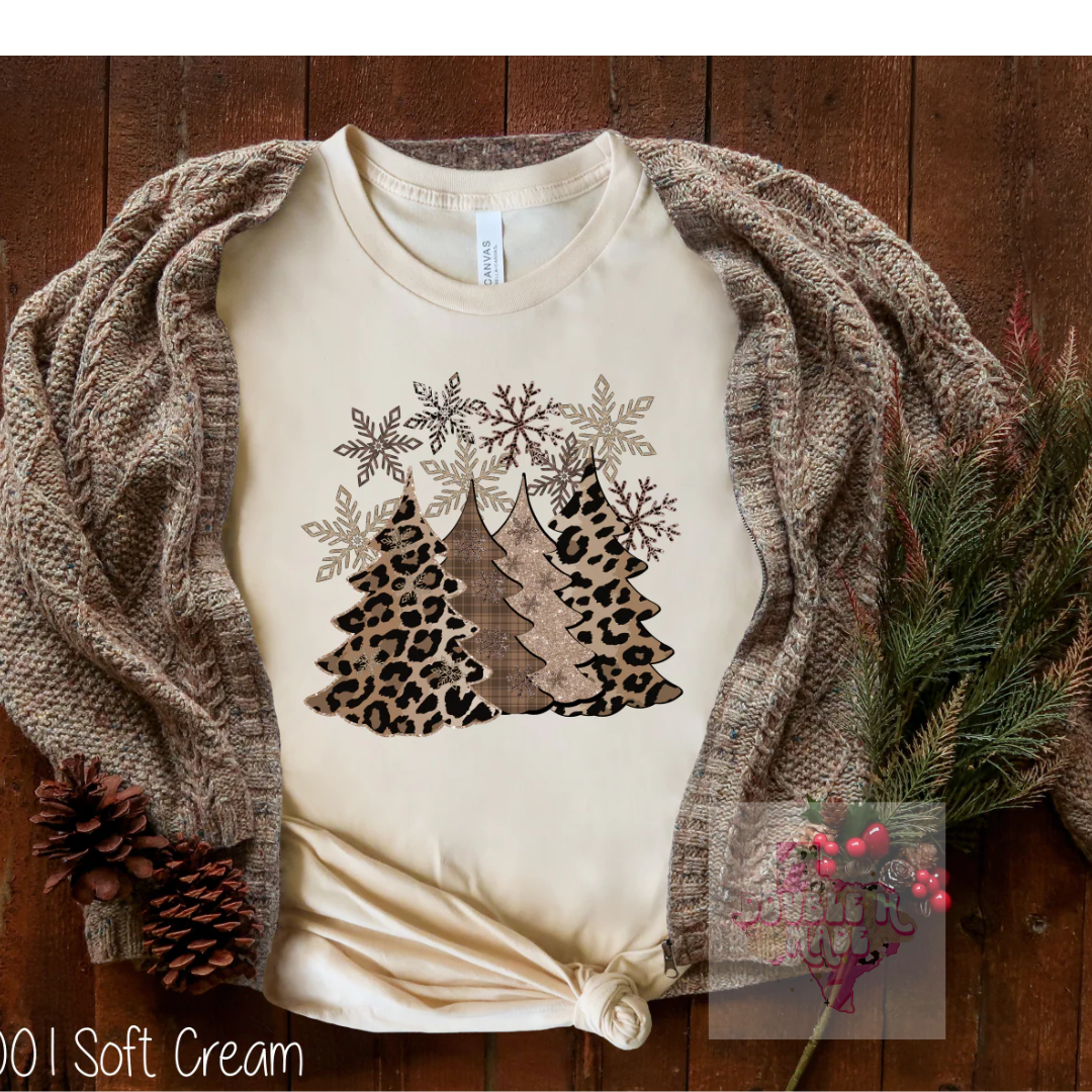 Leopard Christmas Trees Tee