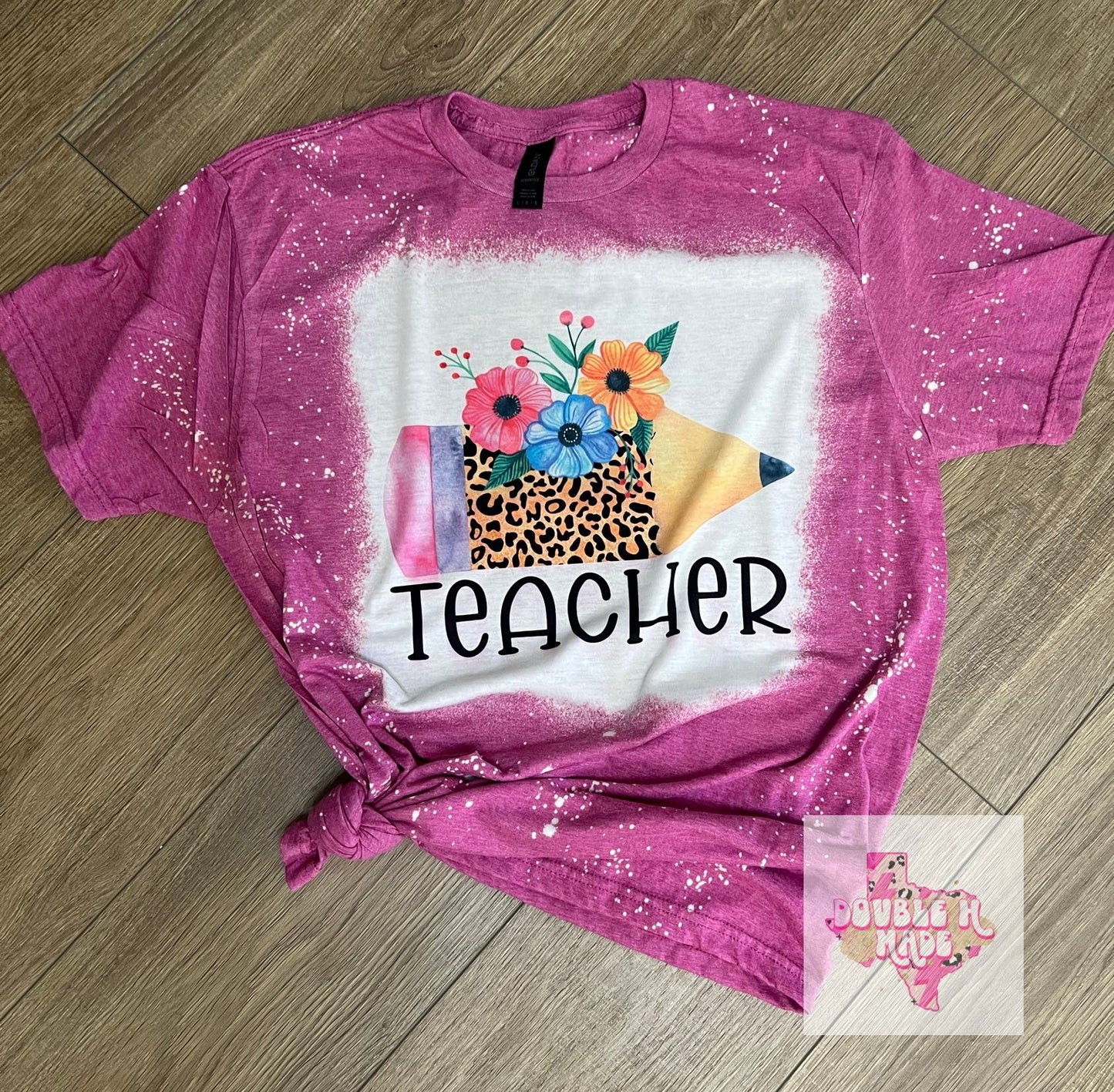 Teacher Pencil Bleached Tee