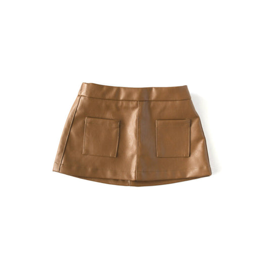 Pocket Mini Skirt in Brown