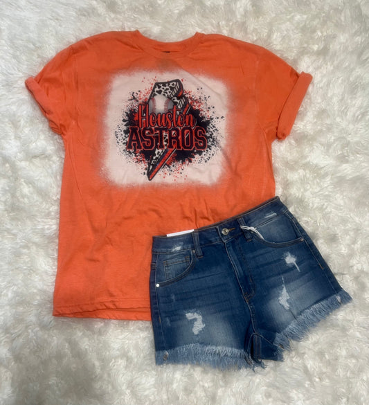 Orange Astros Bleached Tee