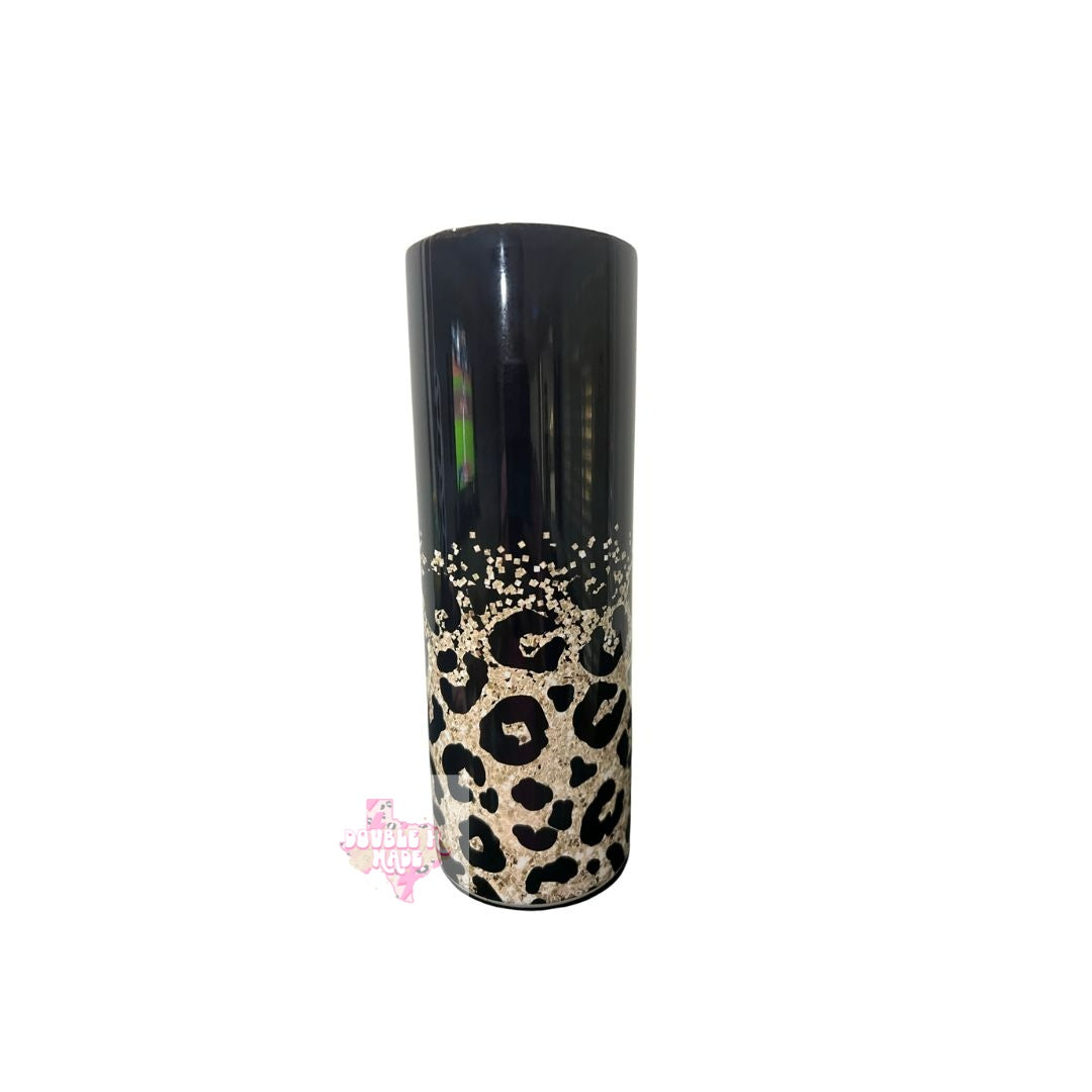 Black and Gold Leopard Tumbler